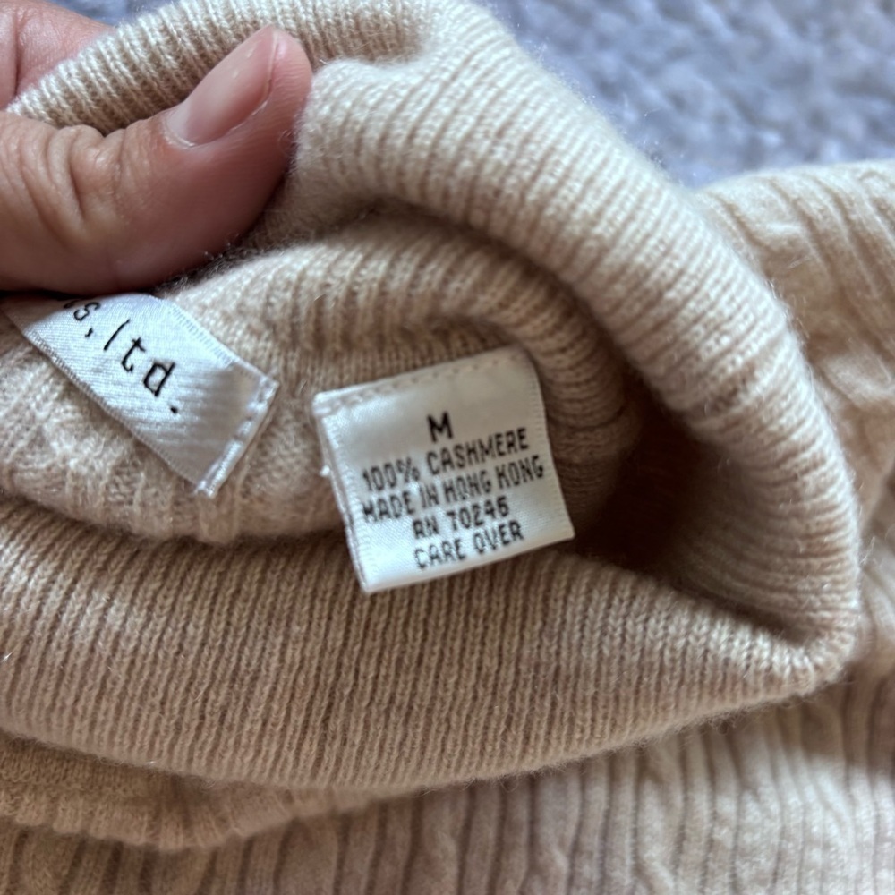 ⭐️⭐️⭐️Women’s Pursuits LTD 100% CASHMERE sweater neutral cream size medium - Picture 8 of 10